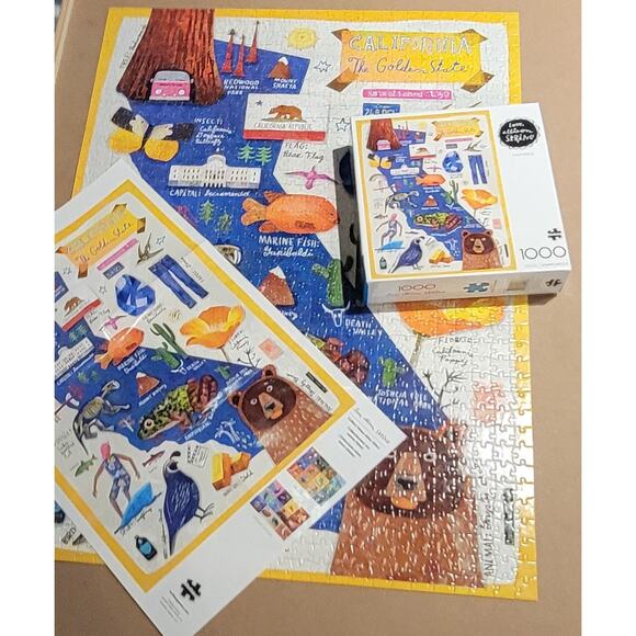 Love Alison Strine Califonia Map 1000 Pc Puzzle Used Complete Buffalo Games - Picture 1 of 9